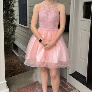 Elegant Pink Lace Kids Dress